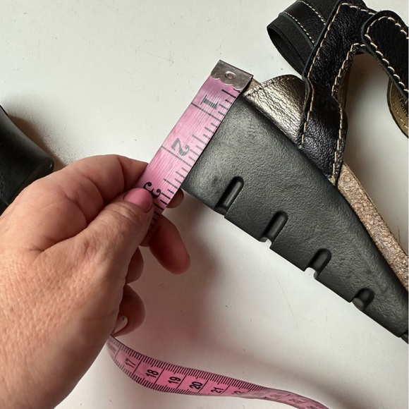 FLY London Imat Leather ColorBlock Metallic/Brown  AnkleStrap Wedge Sandal 7.5-8 - Picture 16 of 16